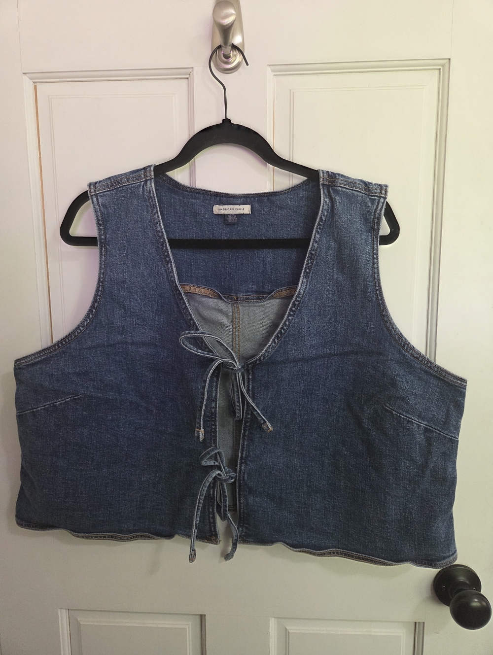 American Eagle Denim Tie-Front Vest